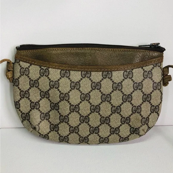 Vintage ✨ Gucci GG Monogram Coated Canvas Leather Crossbody Authenticated COA - Picture 3 of 16